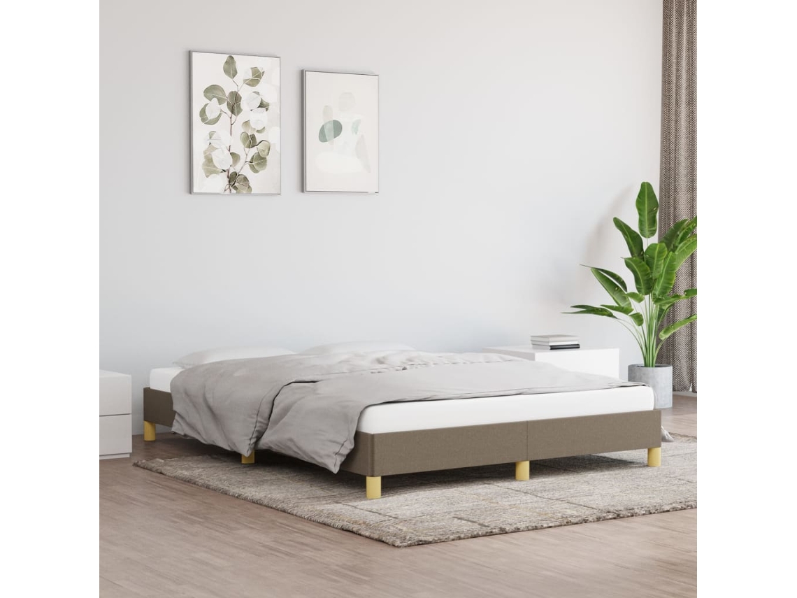 Cama Sin Colchón Tela Gris Taupe 160x200 Cm