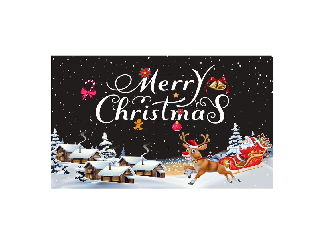 Panel decorativo navideño, fondo rojo con Papá Noel y árbol de Navidad. TRUYUETY