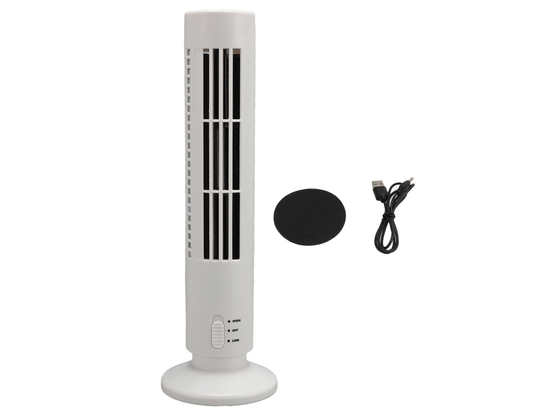 Ventilador De Torre Usb Silencioso De 2 Velocidades Con Aspas Para Oficina En Casa - Blanco