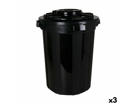 Cubo para la Basura DEM Hop Negro 70 L (3 Unidades)
