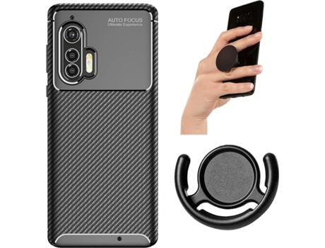 Carcasa, Soporte y Popsocket Motorola Edge + Plus Rugged Carbon Negro