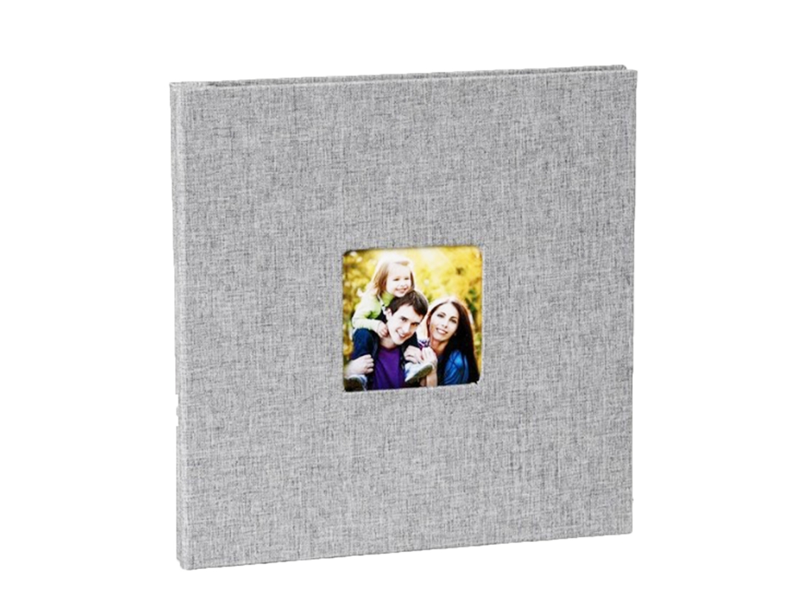 Álbum de fotos Baok con cubierta de lino laminado autoadhesivo y ventana para ver fotos de bodas y familiares.