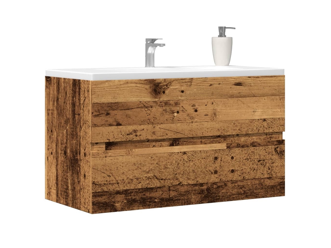 Armario de baño mural de 80x38,5x45 cm, fabricado en madera reciclada.