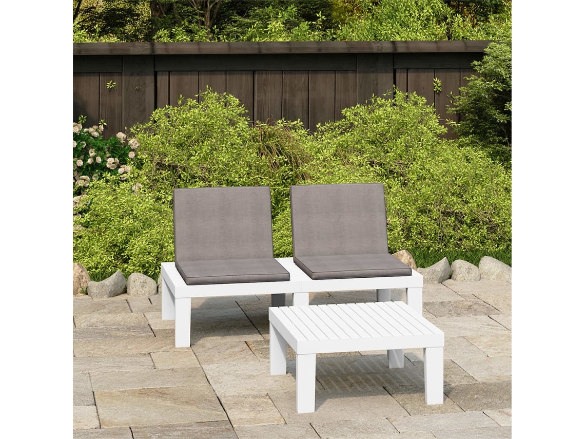 Conjunto de salón de 2 piezas con cojines de plástico blanco Dkd Home Decor