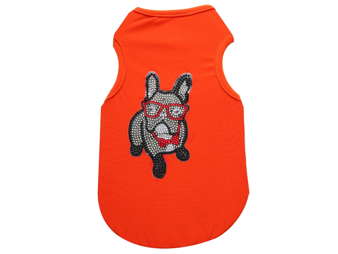 Camiseta Suave Y Adorable Para Perros Con Pedrería, Moda Para Mascotas, Ropa Para Perros, Naranja, Talla L