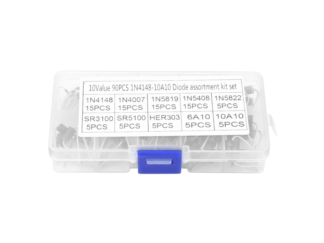 Kit De Diodos Rectificadores Con 10 Valores, 90 Unidades 1n4148-10a10 Y Caja De Almacenamiento.