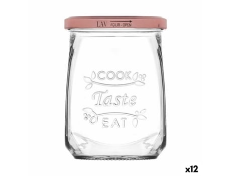 Tarro de Cristal Transparente INDE Tasty Con Tapa 550 ml (12 Unidades)