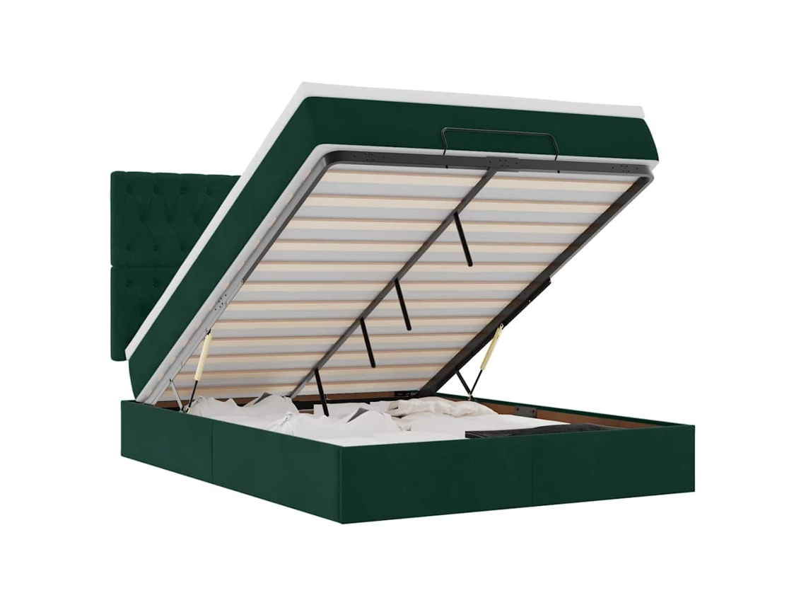 Maison Exclusive - Estructura De Cama Otomana Con Colchones Verde Oscuro 140x200cm