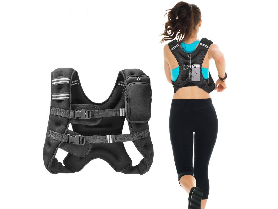 Chaleco de entrenamiento lastrado Tekmaquinas con 7,32 kg, neopreno ajustable, bolsillos y reflector nocturno