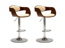 Conjunto 2 Cadeira de bar VIDAXL Creme Couro Artificial (49.5x50.5x108 cm)