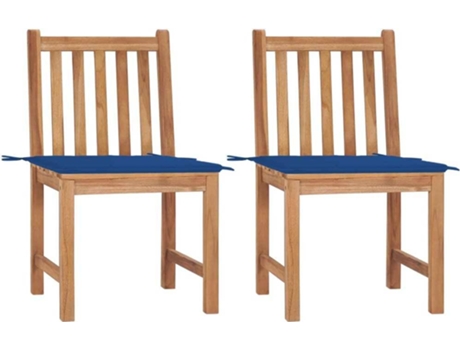 Conjunto 2 Silla de exterior VIDAXL Azul Teca (50x53x90 cm)