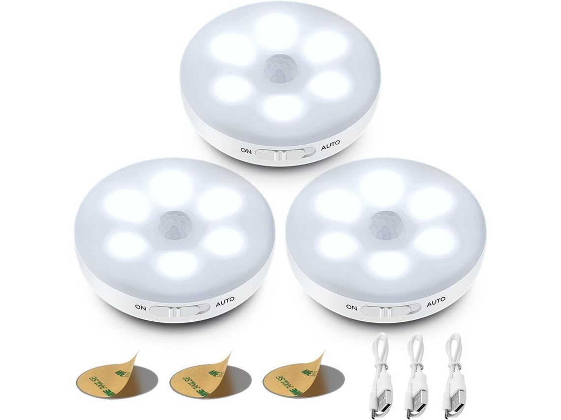2026-linterna Led Automática Con Sensor De Movimiento, 3 Modos, Recargable Usb Para Armarios Cocina 3 Piezas 3 Piezas
