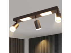 Foco de techo 3 bombillas Gu10 para dormitorio, 3000k, 20w, lámpara de cocina, negro, blanco cálido, ajustable, Nettlife