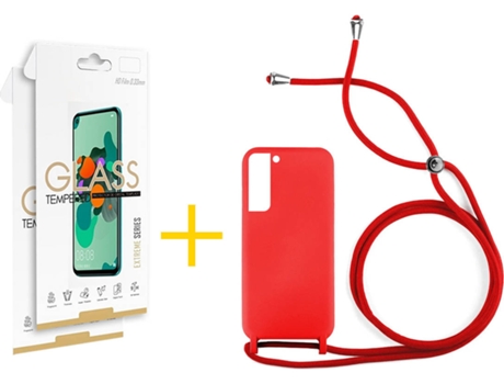 Carcasa + 2 Protectores de Pantalla para Samsung Galaxy S22 Plus 5G SKYHE Rojo