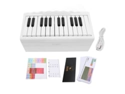 Ats-calendario De Piano Jugable 2025 Con 25 Teclas, Volumen Ajustable, Batsería Recargable 1000mah Y Mango De Manivela Blanco Para Oficina