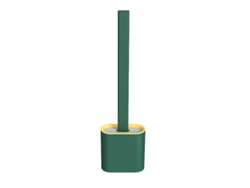 Juego de escobilla y soporte para inodoro, cepillo de silicona con mango largo RNEMITERY