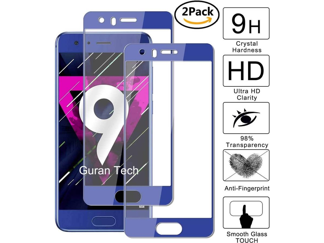 Protector Cristal Templado Honor 9 HONGWE. Cobertura Completa Azul