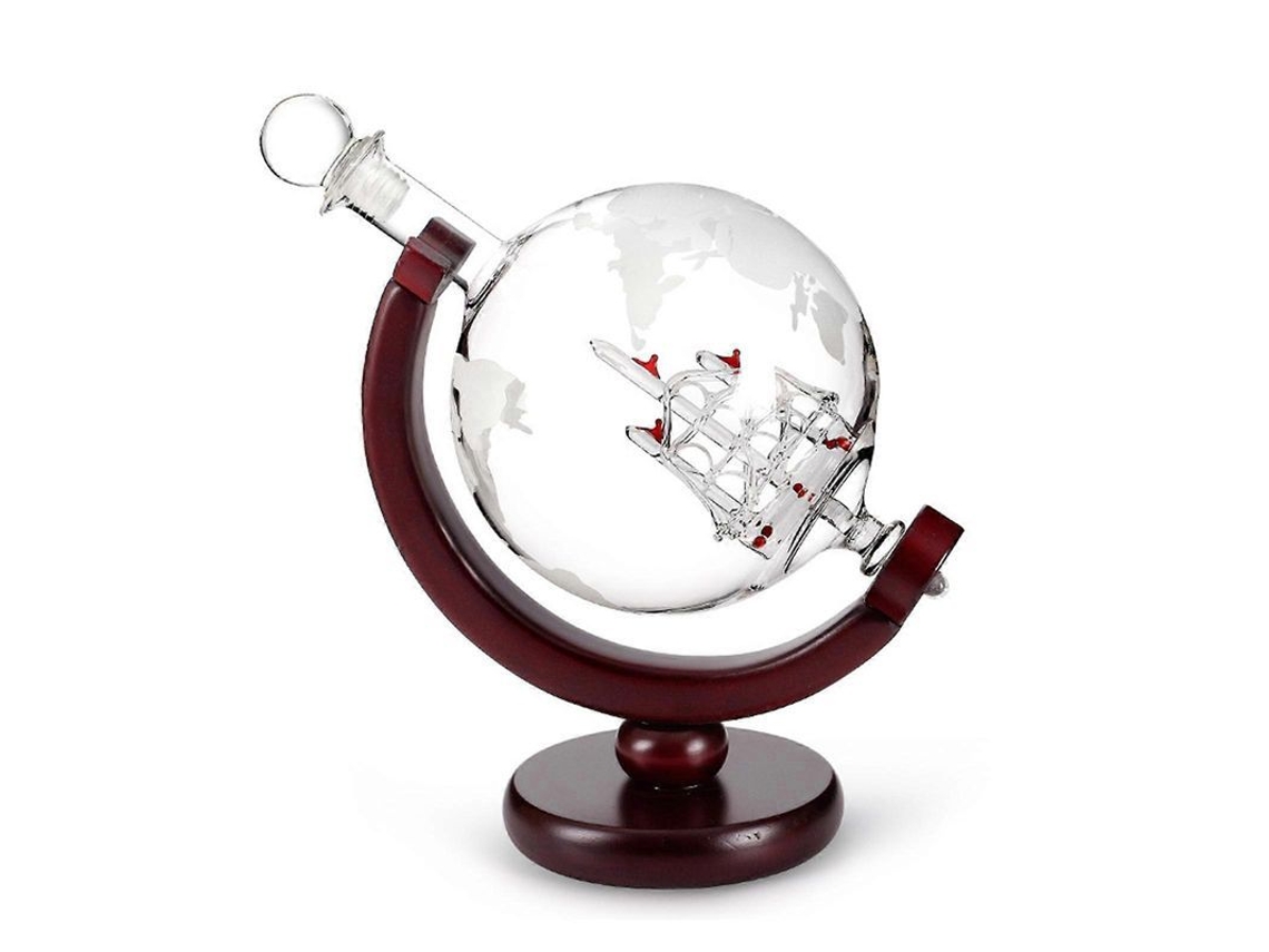 Decantador Globe Design De 850 Ml Para Whisky Bourbon Con Vidrio Esférico Grabado.