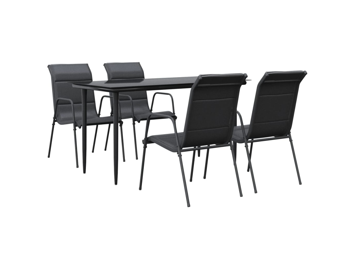 Maison Exclusive - Juego De Comedor Para Jardín 5 Piezas Acero Y Textilene Negro