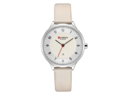 Reloj Analógico De Cuarzo Para Mujer, Resistente Al Agua, Con Correa De Pu Blanca, Estilo Moderno.