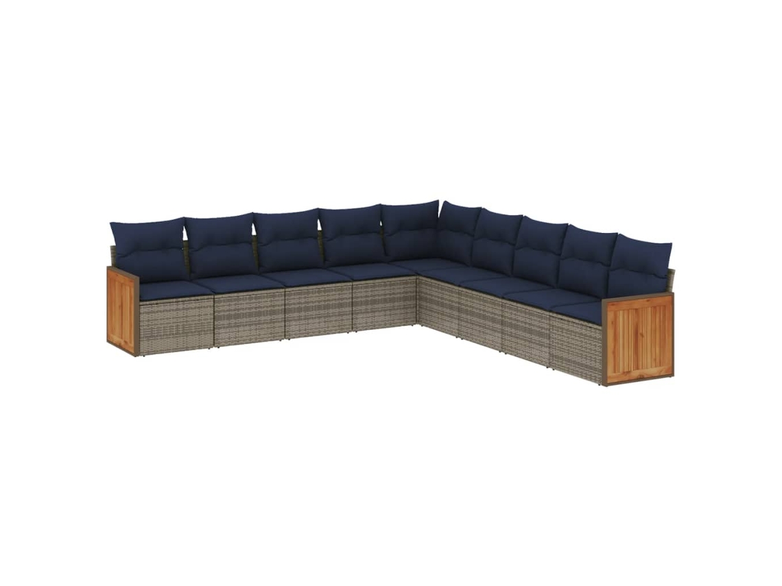 Maison Exclusive - Conjunto De Sofá De Jardín De 9 Piezas Con Cojines, Poliratán Gris