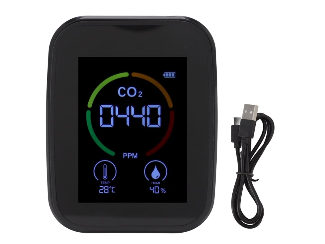 Detector De Co2 Y Cov Totales Para La Calidad Del Aire Interior Con Pantalla Grande Para El Hogar Y La Oficina.