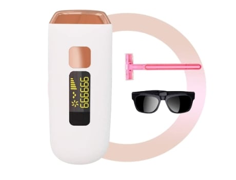 Depiladora Ipl para mujeres y hombres Dispositivo de depilación permanente con láser de hielo indoloro 999999 flashes rosa BISBISOUS