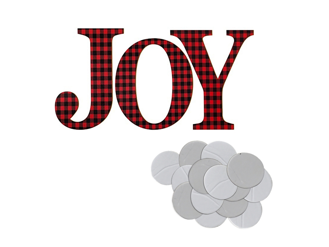Letrero Navideño De Madera Joy Con Diseño Rojo Y Negro - Decoración De Invierno