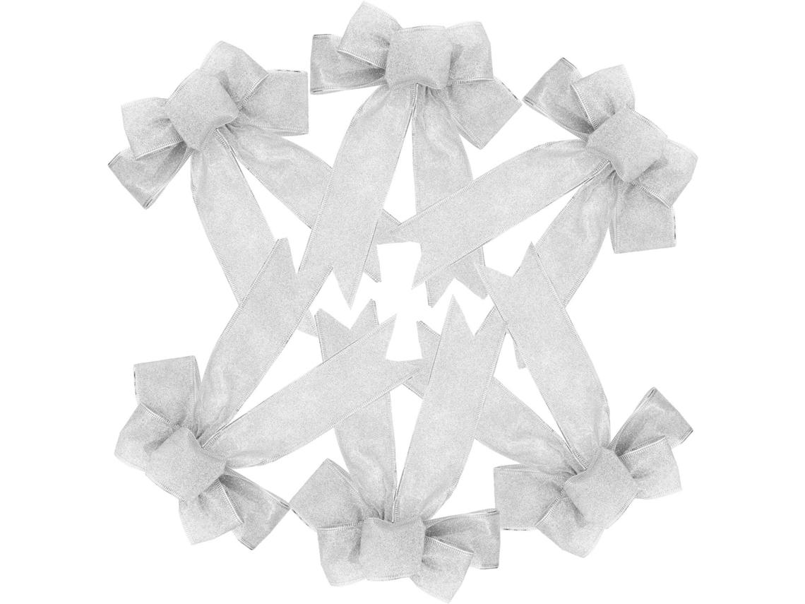 Juego de 6 lazos DIY con detalles dorados para árbol de Navidad, adornos brillantes para fiestas, bodas y decoración del hogar - Gokoco