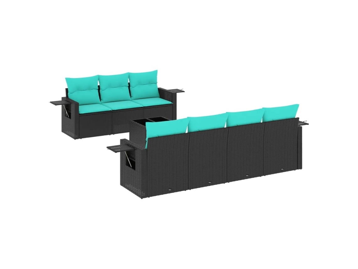 Maison Exclusive - Conjunto De Sofá De Jardín De 8 Piezas Con Cojines, De Poliratán Negro
