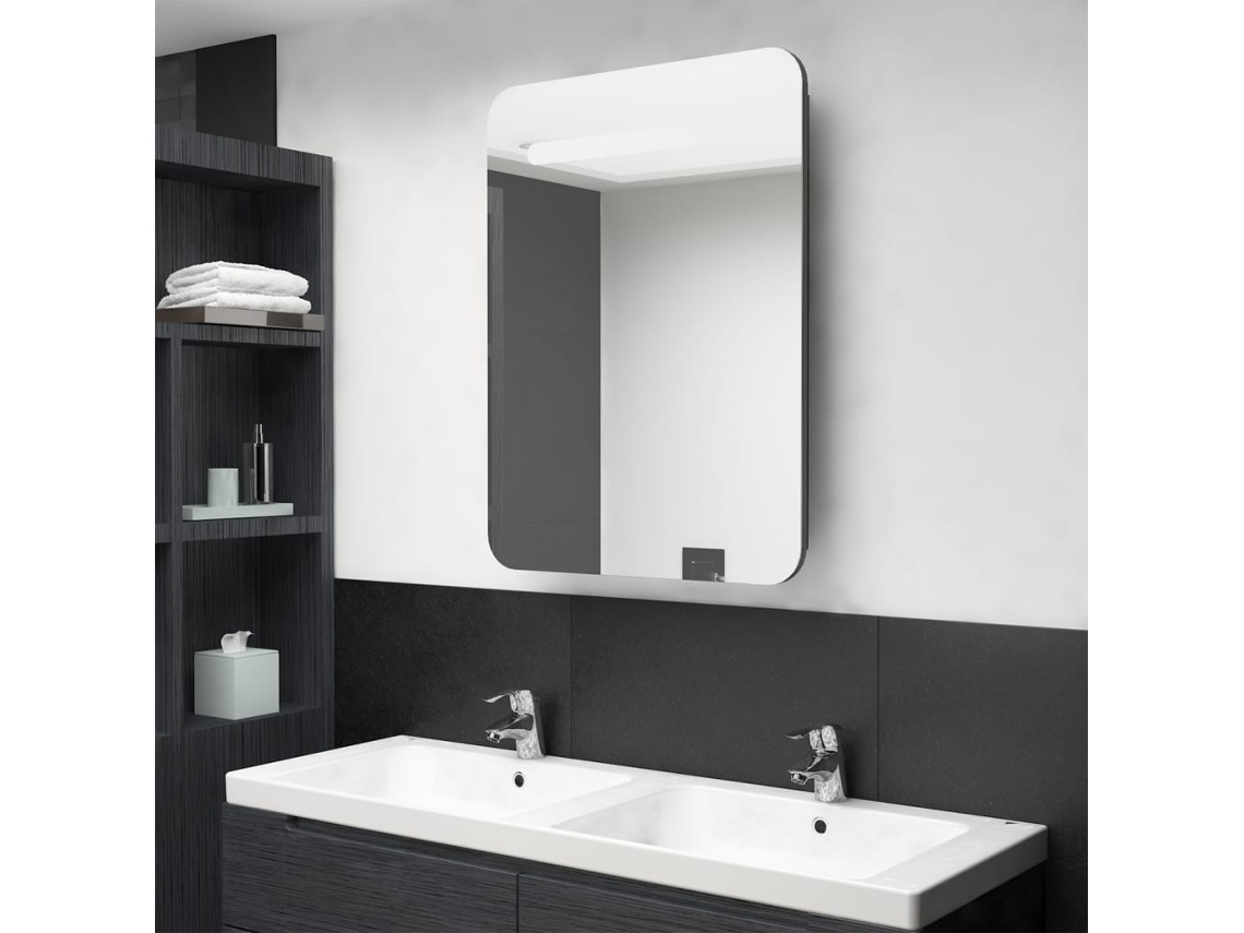 Mueble de baño con espejo LED, 60 x 11 x 80 cm, antracita, WSD79549 Lovely Home