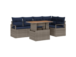 Maison Exclusive - Conjunto De Comedor De Jardín Con Cojín 6 Pcs Gris Y Marino
