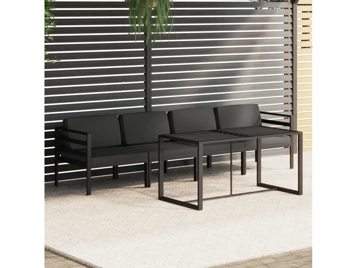 Incluye 5 piezas de Salón Jardín con Almofadões Aluminio Antracita Dkd Home Decor