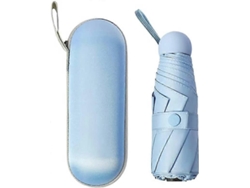 Paraguas Mini Viaje 8 Varillas Pequeño Portátil Anti Uv Viento Impermeable Azul