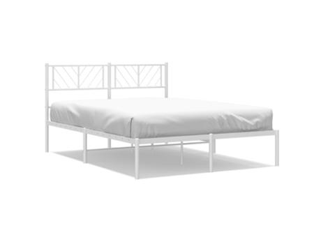 VIDAXL Estructura de cama con cabecero de metal blanco (135x190 cm)