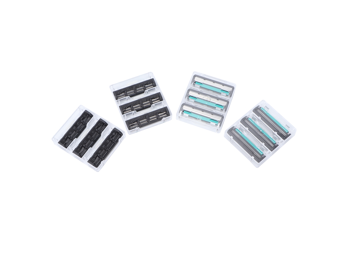 12pcs Lâminas De Barbear Compatíveis De 2 Camadas Para Aparadores Duplos Com Fita Lubrificante E Caixas De Armazenamento