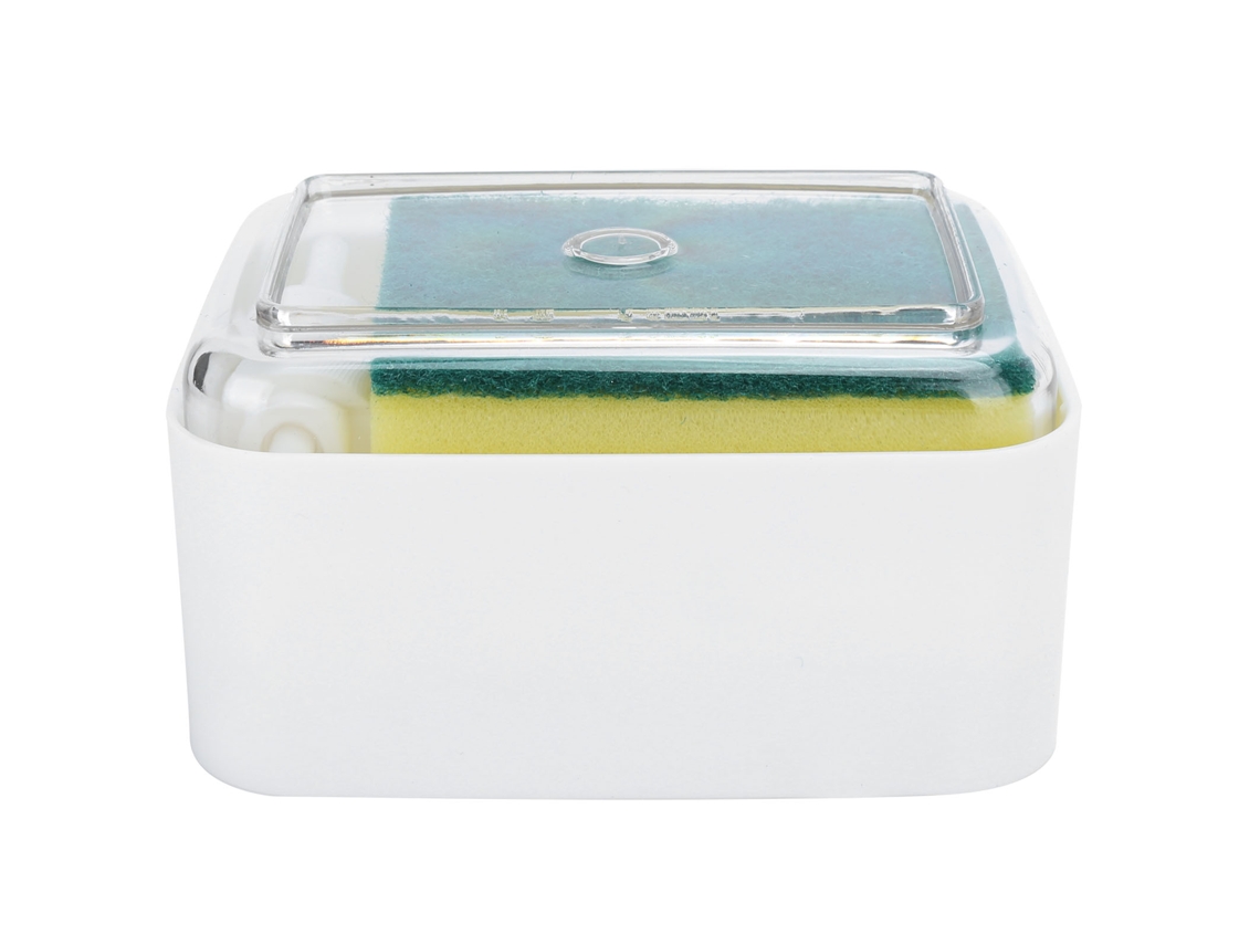 Dispensador Automático De Jabón Con Soporte Para Esponja Para Fregadero De Cocina, Blanco, 250 Ml, Abs+ps
