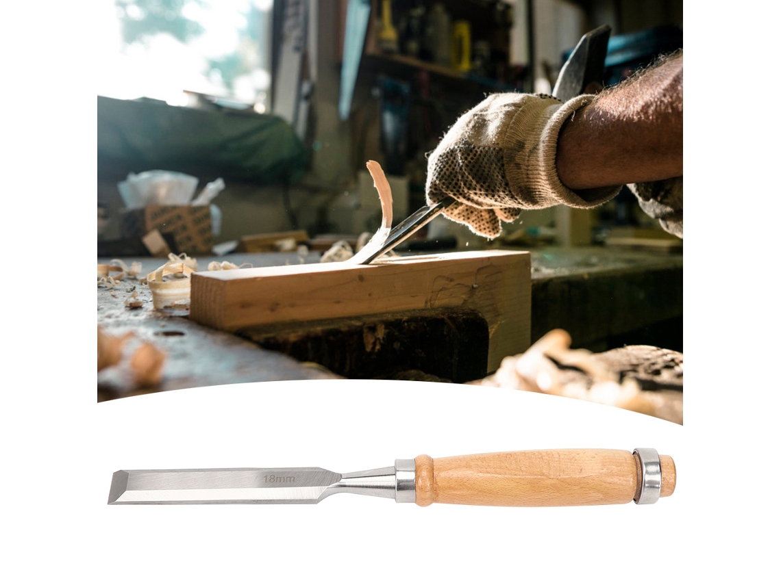 Cincel Plano Para Carpintería Con Mango De Madera Portátil Suministros Industriales Cr V 18mm