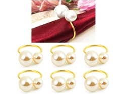Anillos Para Servilletas De Perlas Doradas, 6 Unidades Para Fiestas, Bodas Y Decoración De Mesas.