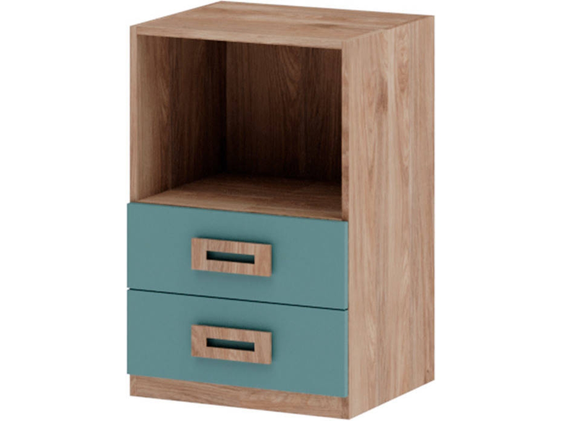 Mesita de Noche MUEBLAM Roble Aqua Blue Melamina (48x73x42 cm)