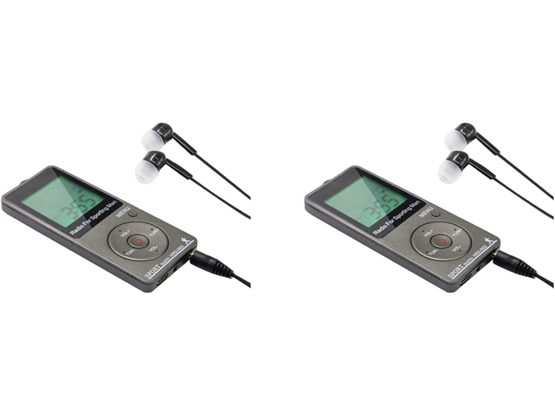 2 Radios Portátiles Am/fm Con Auriculares, Batería Recargable, Pantalla Digital Y Sonido Estéreo.