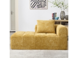 Sofá reclinable de 2 plazas sin ensamblar, suave, con cojines y bolsillos laterales, estilo amarillo