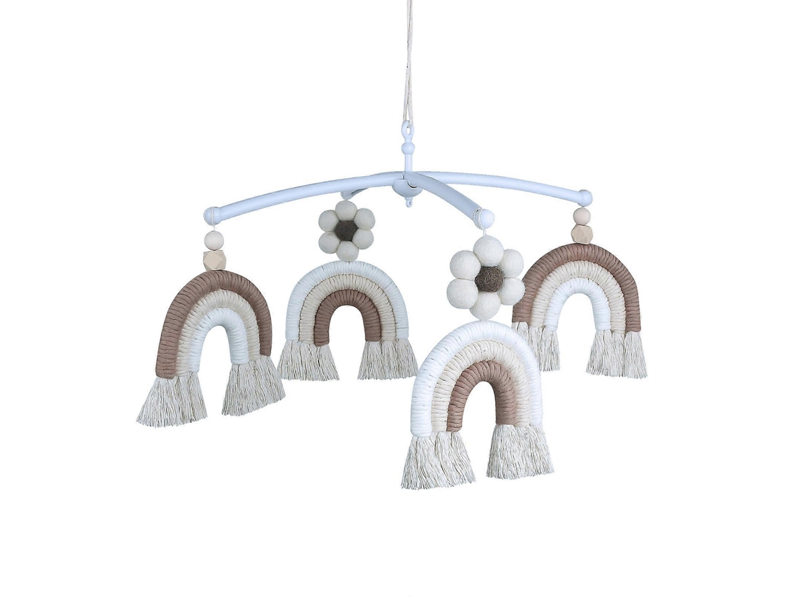 Colgante de carillón de viento para bebé, arcoíris, macramé, colgante, juguete musical.