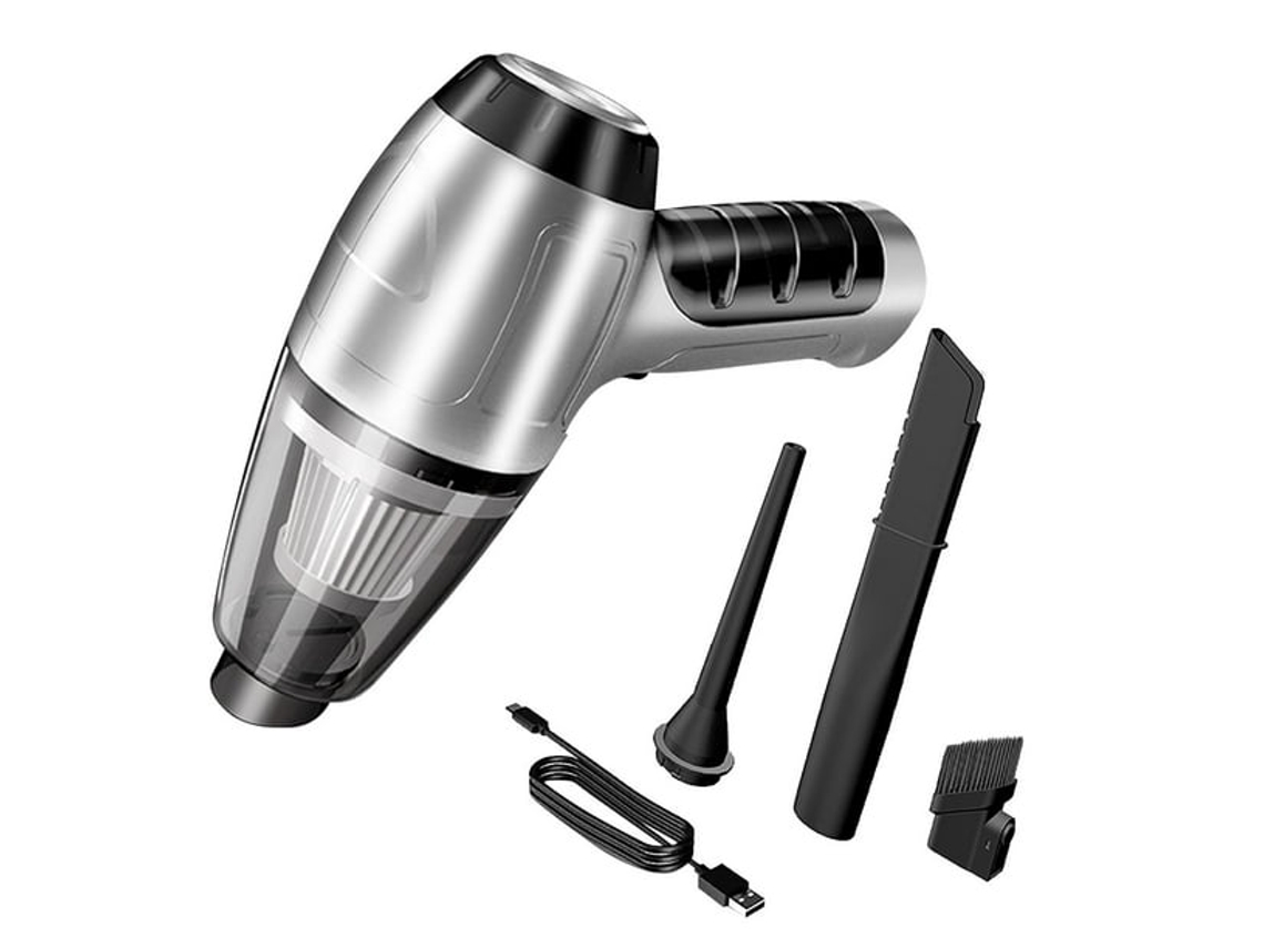 Aspiradora Digitallab para coche, potente succión y recargable (plateada)