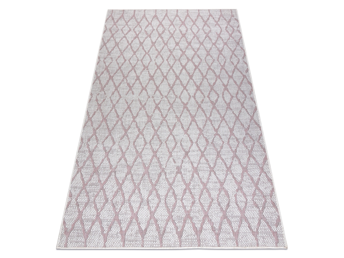 Alfombra Sisal Sion Trellis 22129 Tejido Plano Ecru/Rosado (140 x 190 cm)