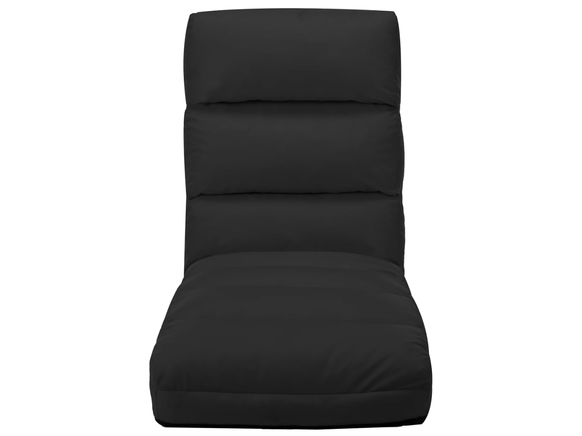 Tumbona De Suelo Plegable De Cuero Sintético Negro