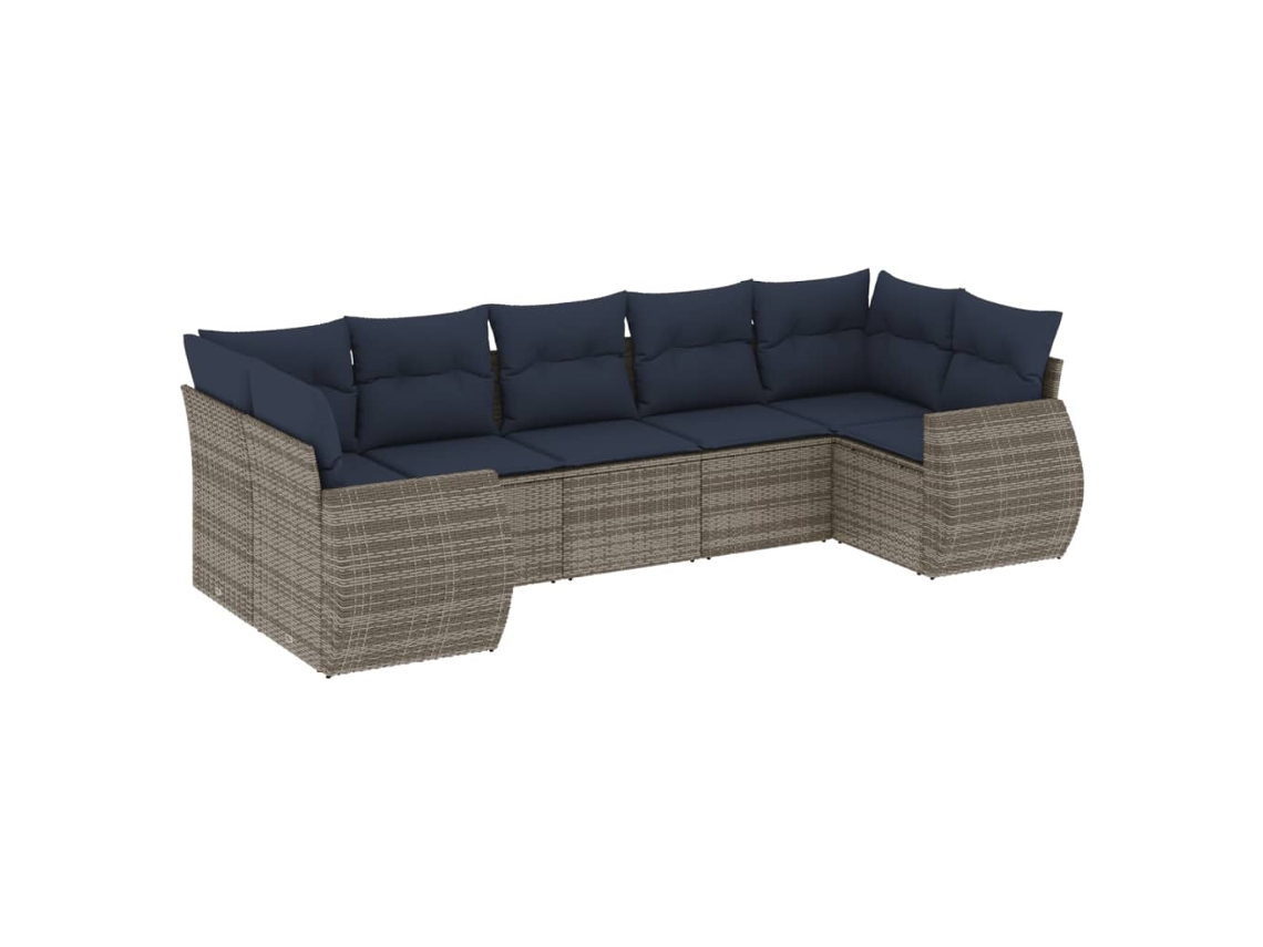 Maison Exclusive - Conjunto De Sofá De Jardín De 7 Piezas Con Cojines, Poliratán Gris