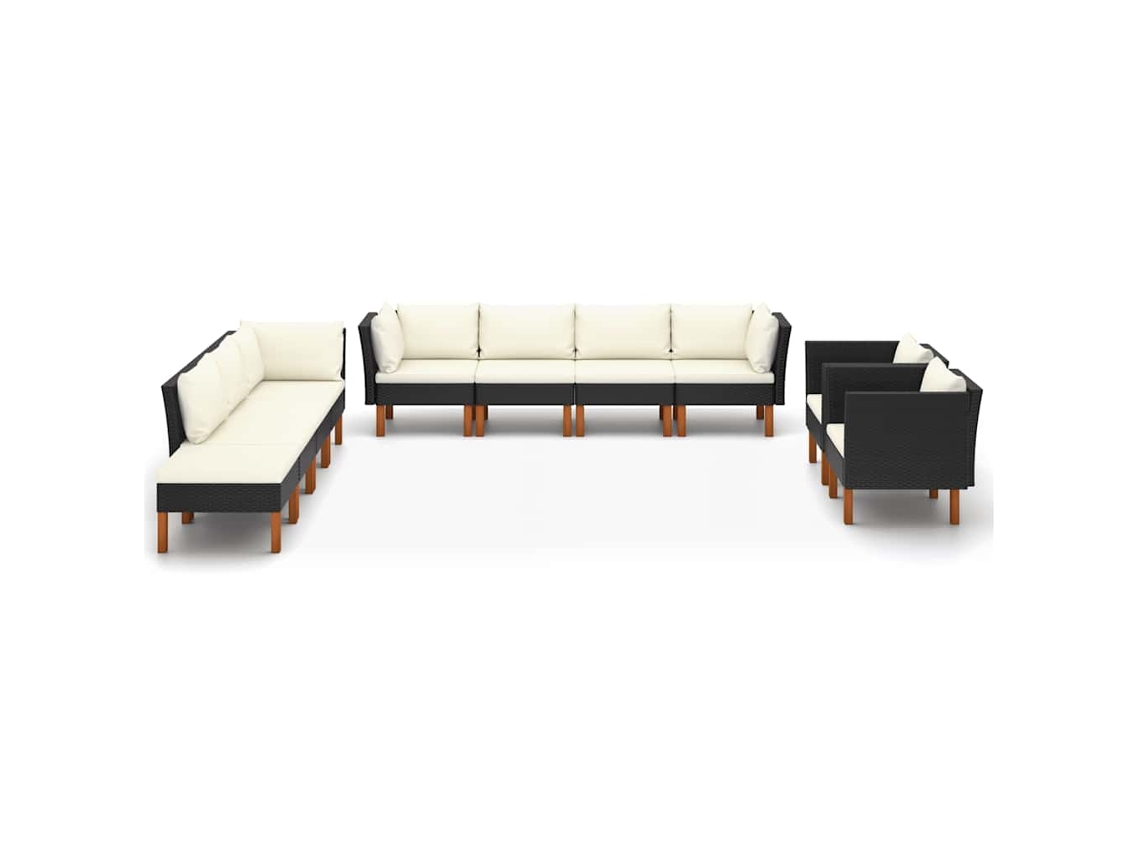 Maison Exclusive - Set Muebles De Jardín 10 Pzas Ratán Sintético Eucalipto Negro