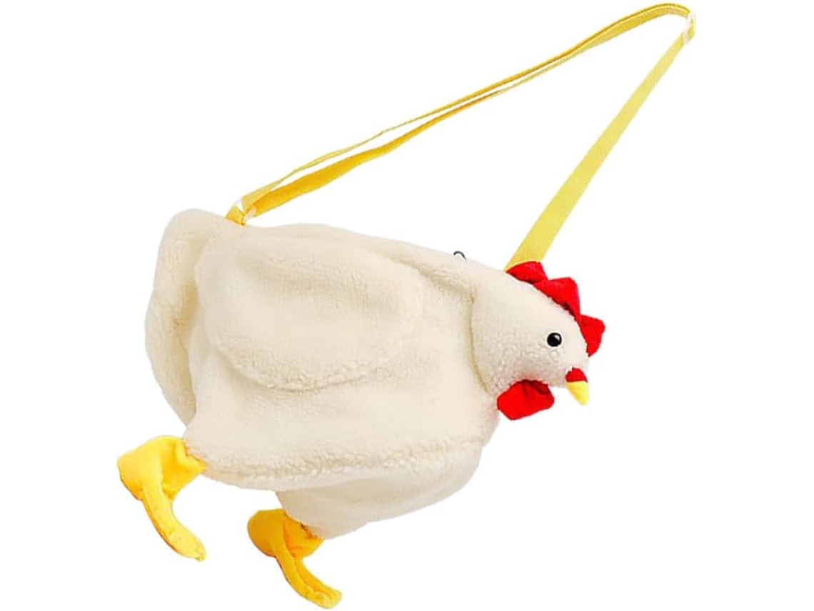 Bolso De Hombro Para Mujer De Lana Suave Con Estampado De Gallina, Estilo Casual Y Versátil.