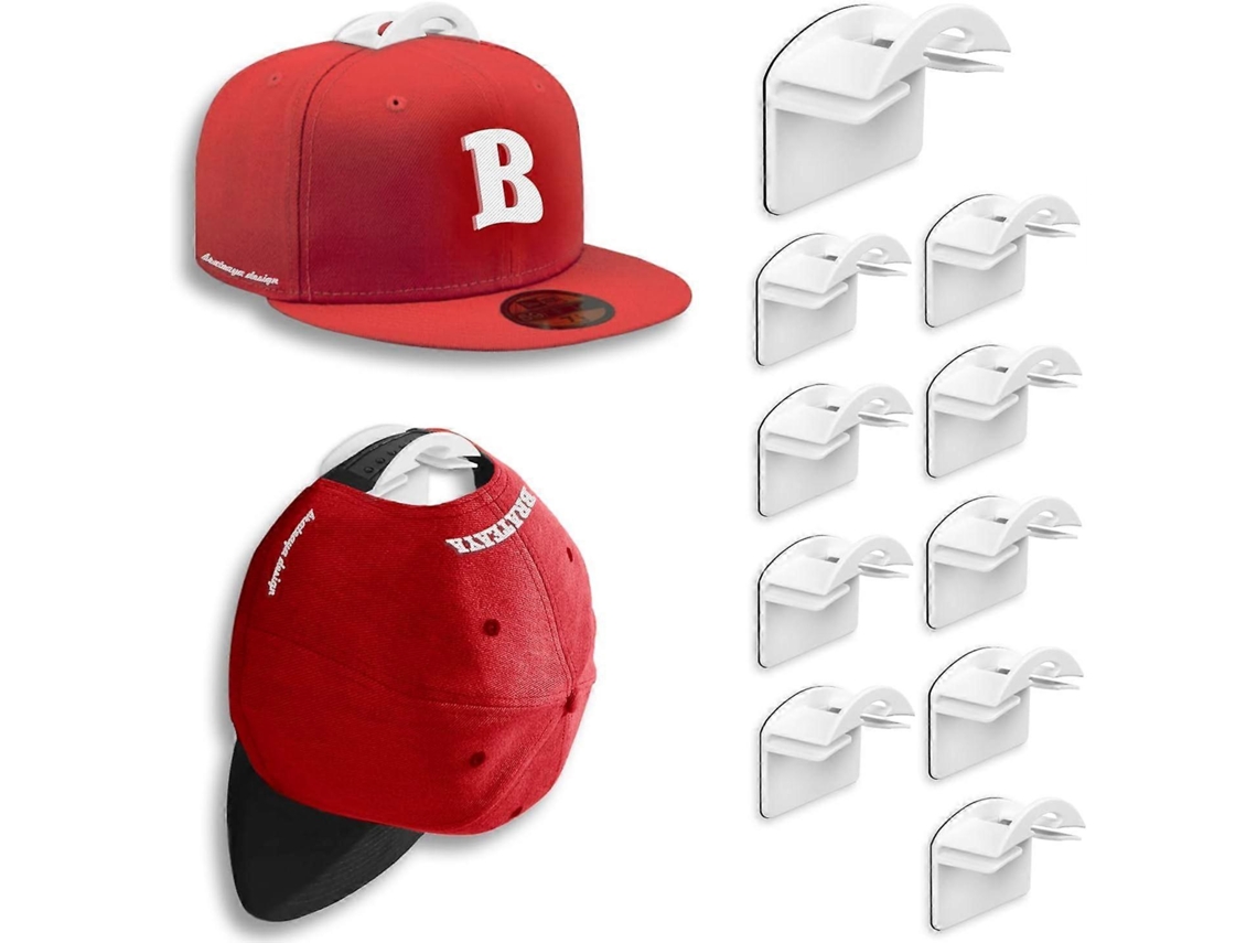 Rebe-pegs Para Gorras De Béisbol En Pared, Organizador Adhesivo Sin Taladrar, Soporte De Exhibición, Blanco, Pack De 10